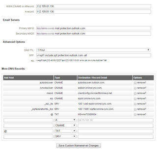 Example Microsoft Office 360 setup in the CMS